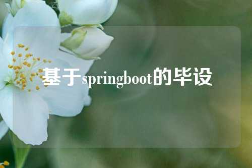 基于springboot的毕设