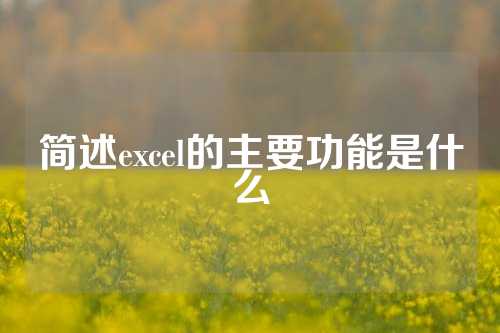 简述excel的主要功能是什么