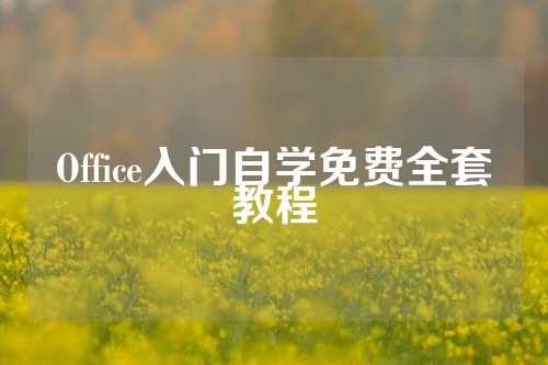 Office入门自学免费全套教程