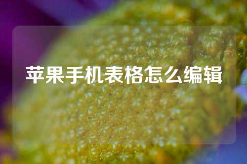 苹果手机表格怎么编辑