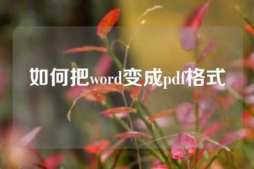 如何把word变成pdf格式