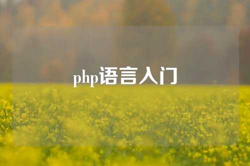 php语言入门