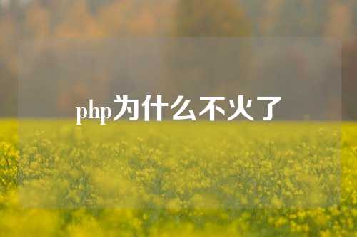 php为什么不火了