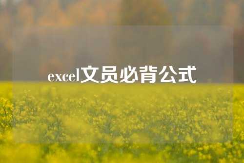 excel文员必背公式