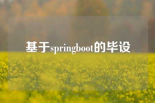 基于springboot的毕设