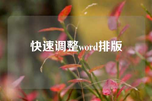 快速调整word排版