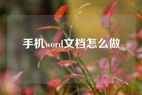 手机word文档怎么做