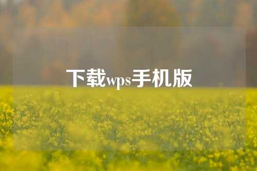 下载wps手机版