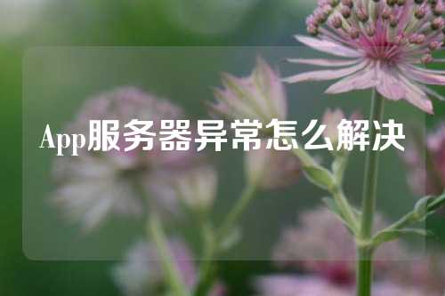 App服务器异常怎么解决