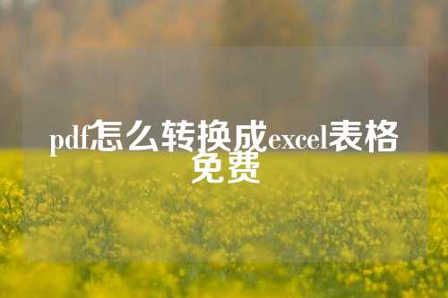 pdf怎么转换成excel表格免费