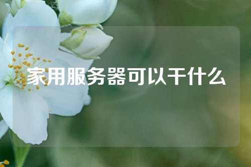 家用服务器可以干什么