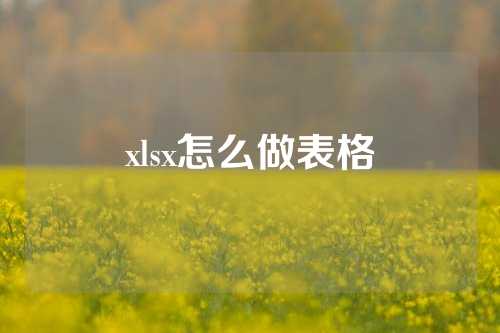 xlsx怎么做表格