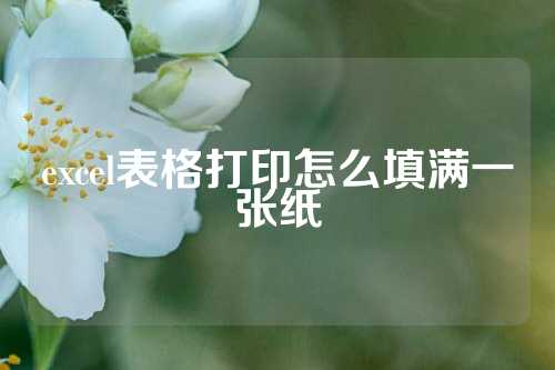 excel表格打印怎么填满一张纸