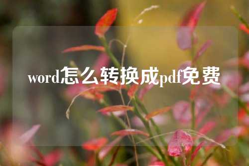 word怎么转换成pdf免费