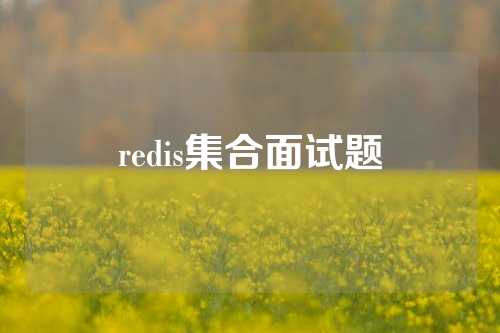 redis集合面试题