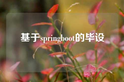 基于springboot的毕设