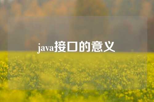 java接口的意义