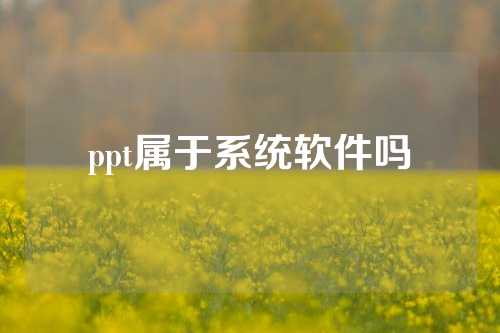 ppt属于系统软件吗