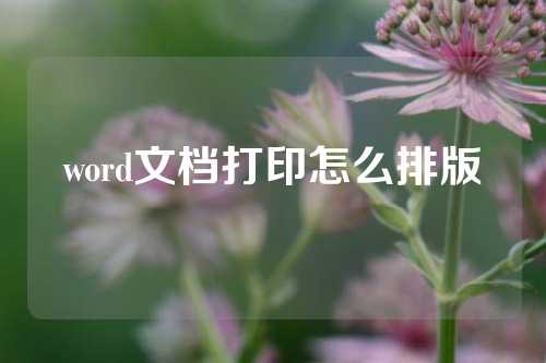 word文档打印怎么排版