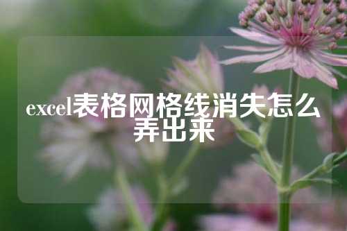 excel表格网格线消失怎么弄出来