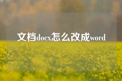 文档docx怎么改成word