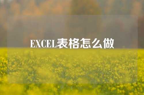 EXCEL表格怎么做