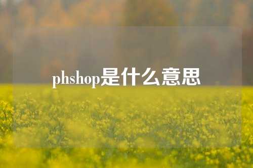 phshop是什么意思