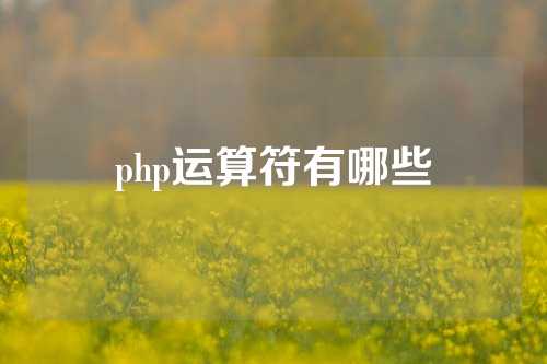 php运算符有哪些