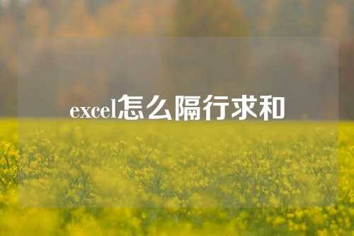 excel怎么隔行求和