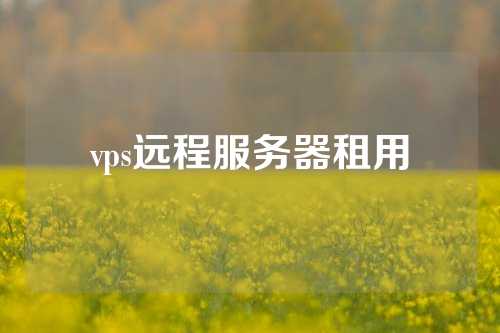 vps远程服务器租用