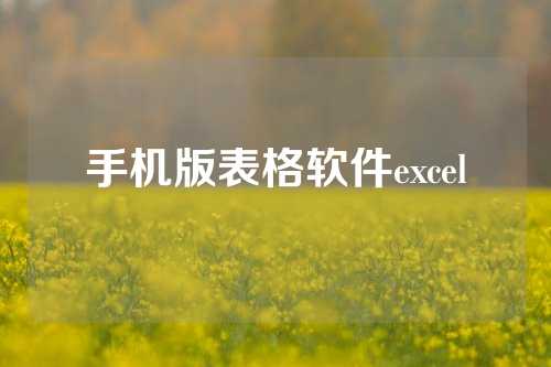 手机版表格软件excel