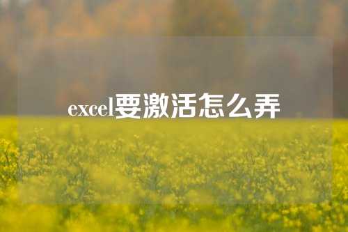 excel要激活怎么弄