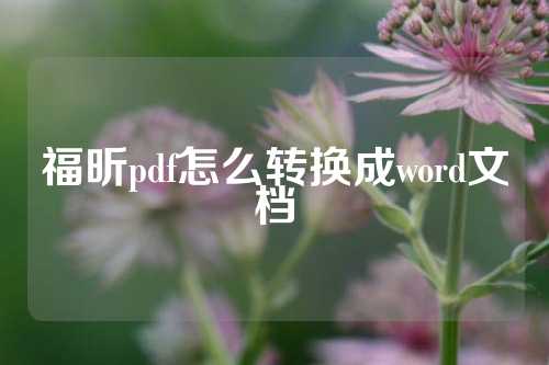 福昕pdf怎么转换成word文档