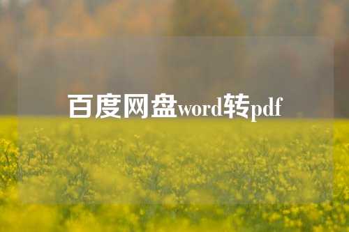 百度网盘word转pdf