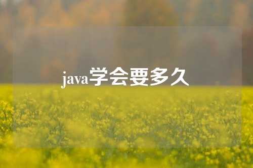 java学会要多久