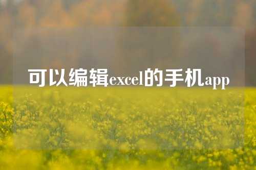 可以编辑excel的手机app