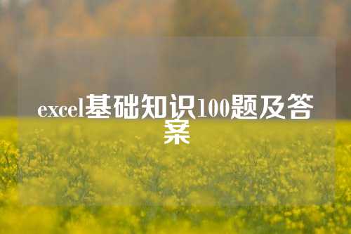 excel基础知识100题及答案