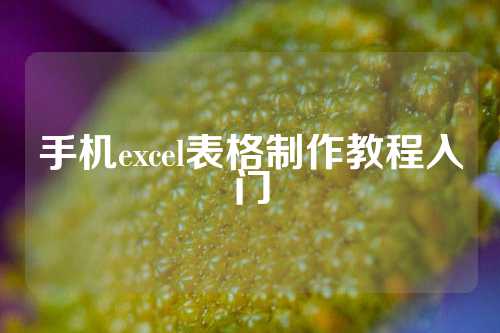 手机excel表格制作教程入门