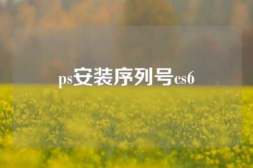 ps安装序列号cs6