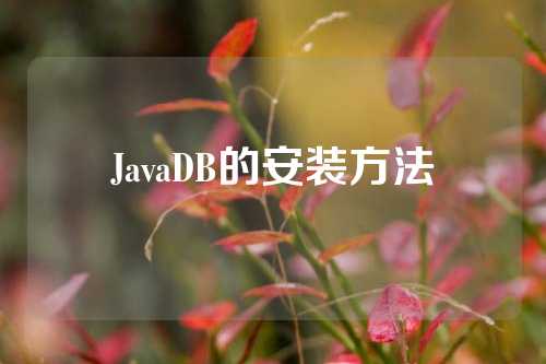 JavaDB的安装方法