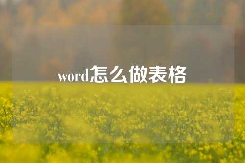 word怎么做表格