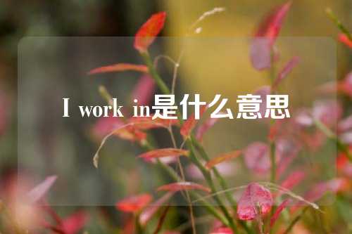 I work in是什么意思