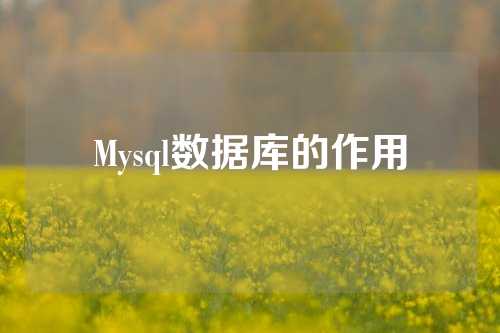 Mysql数据库的作用