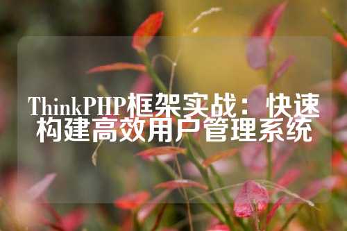 ThinkPHP框架实战：快速构建高效用户管理系统