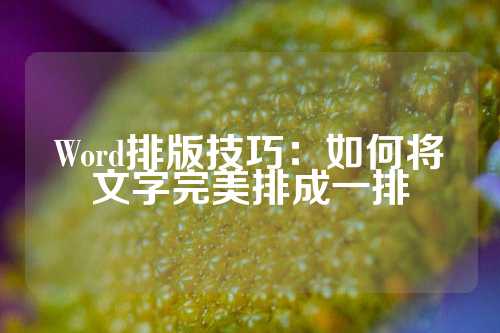 Word排版技巧：如何将文字完美排成一排