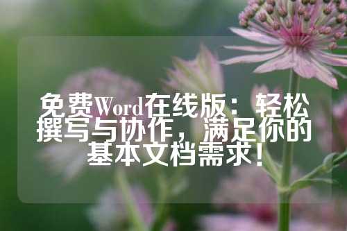 免费Word在线版：轻松撰写与协作，满足你的基本文档需求！