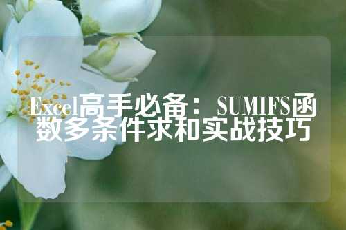 Excel高手必备：SUMIFS函数多条件求和实战技巧