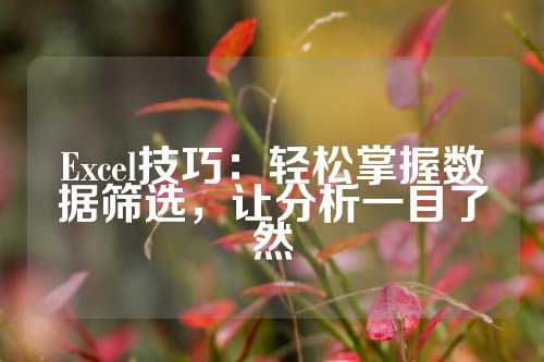 Excel技巧：轻松掌握数据筛选，让分析一目了然