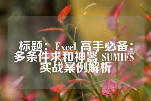 标题：Excel 高手必备：多条件求和神器 SUMIFS 实战案例解析