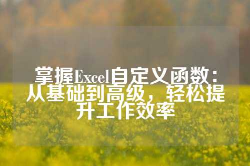 掌握Excel自定义函数：从基础到高级，轻松提升工作效率